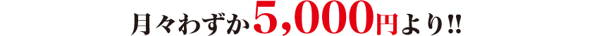 月々わずか5,000円より!!
